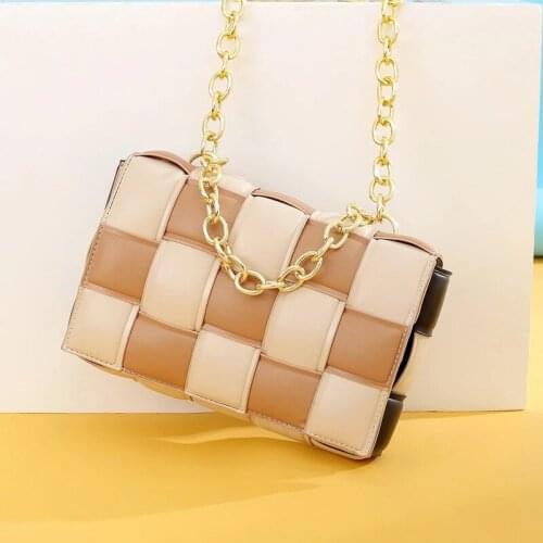 2021 New Womens High quality PU Leather Designer Handbag Travel Shoulder Messenger Bags Weave Flap Bags Square Crossbody bag