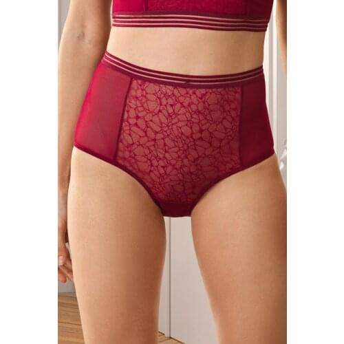 NEW 2021 Pierre Cardin Womens Claret Red Lace One Panties