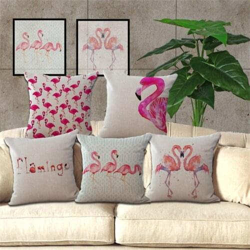 ZXZXOON Decorative Throw Pillow Case Cover Animals Phoenicopteridae Flamingo Polyester Cushion Cover For Sofa Home Decor