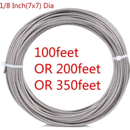 1/8 inch 316 Stainless Aircraft Steel Railing Wire Rope Cable 16FT 32FT 65FT 100FT 200FT 350FT