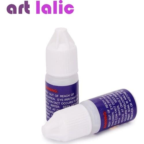 Nail Art Glue Tips Glitter UV Acrylic Rhinestones Decoration With Brush 10pcs/lot