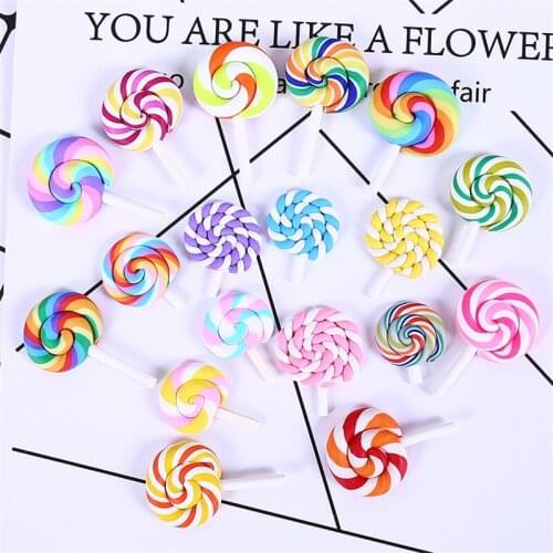 10Pcs/lot Simulation Mixed Lollipop Slime Accessories Handmade DIY Soft Pottery Polymer Clay Molds Learning Toys for Children