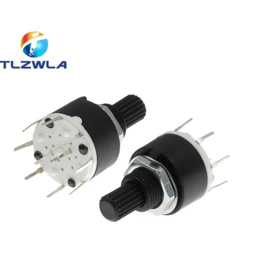 100PCS SR16 Plastic 16MM Rotary Band switch 2 Pole 3 4 position 1 Pole 5 6 8 Position Handle Length 15MM Axis band switch