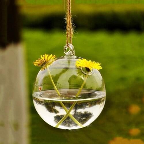 2pcs/pack Diameter=15cm Middle Size Two Small Holes Glass Terrarium Vase Hanging Globe Container Home Decorative Wedding Props