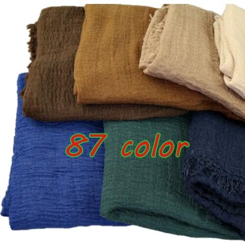 2020 Muslim Women Crinkle Hijab Scarf Solid Cotton Head Scarves Turban Shawls Wraps Femme Muslimani Kopftuch 90 Color 10pcs/Lot