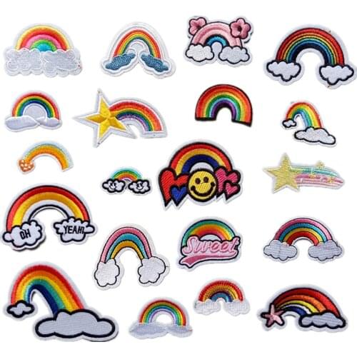 2021 New Cartoon Rainbow Computer Embroidered Cloth Stickers Patch Hat Decorative Sticker