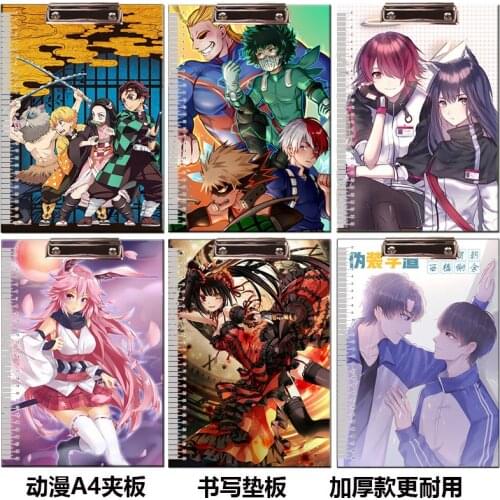 Anime demon slayer my hero academia Clipboards toy Clip Folder Board File Drawing Writing Pad School toy gift A4