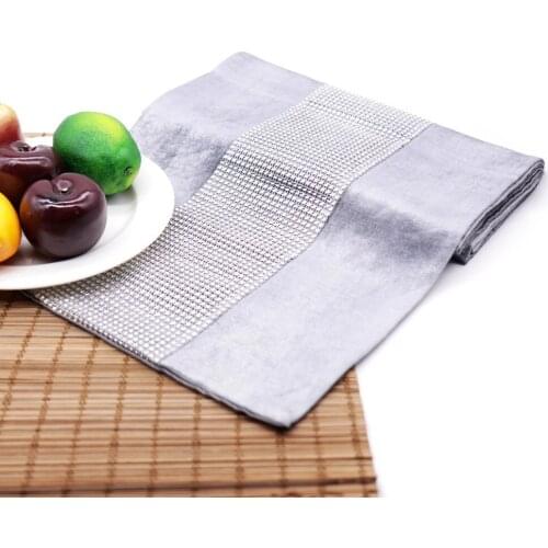 1pcs Velvet Table Runner Wedding Party Event Decor Supply Satin Fabric With Diamond Chair Sash Dinner Table Cover Tablecloth