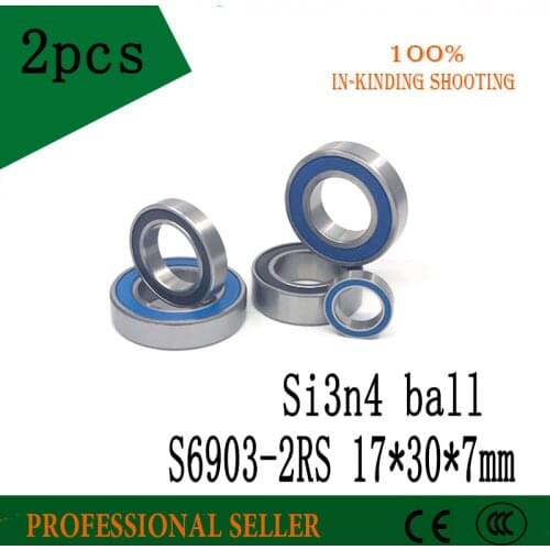 Free shipping S6903-2RS 17x30x7mm stainless steel 440C hybrid ceramic SI3N4 balls deep groove ball bearing 6903 61903 2RS