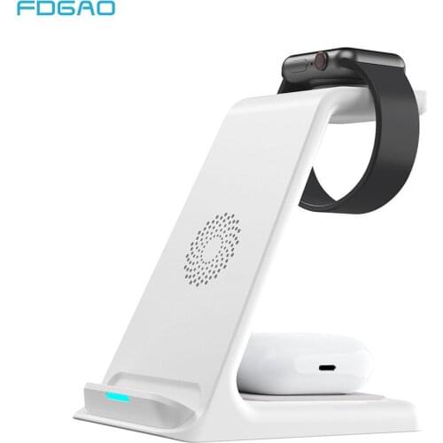 3 in 1 Wireless Charger Stand 20W Qi Fast Charging Dock Station for Apple Watch iWatch 6 AirPods Pro For iPhone 12 11 XS XR X 8