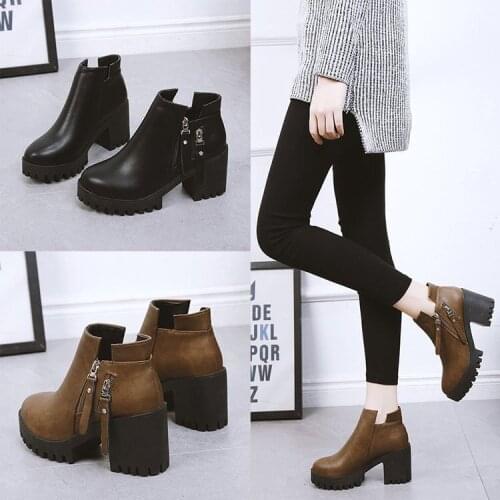 Boots Flat Platform Womens Rubber Shoes Rain Luxury Designer Round Toe Booties Woman 2019 High Heels Winter Footwear Boots