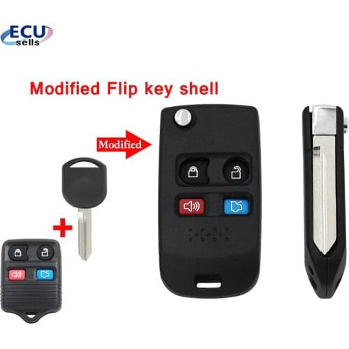 4 Buttons Modified Remote Folding Flip Key Cover Case Shell For Ford Crown Victoria Escape ExpeditionExplorer Sport