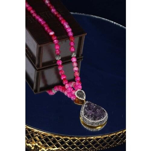 Dr stone amethyst and agate pendant 20 ar576 128672342