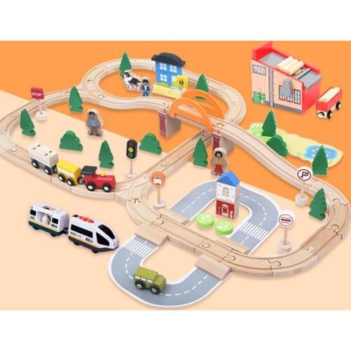Wooden Train Track Toys Magical Brio Magnetic Rail Bridge Station Magnetic Car Wooden Railway Educational Childrens Day Gifts