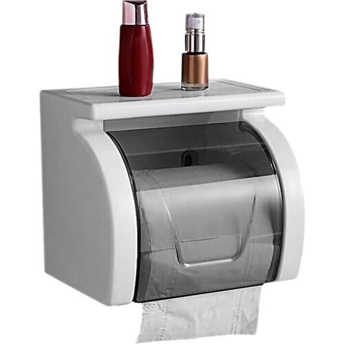 Easy Install Toilet Punch Free Paper Roll Holder Waterproof Bathroom Tissue Box with Garbage Bag