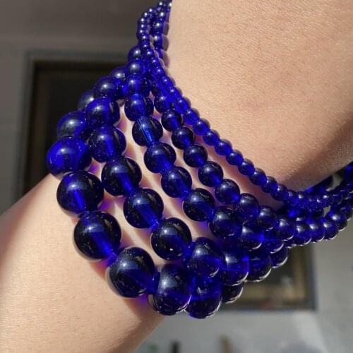 Garnet Blue Glass Crystal Stone Round Beads Loose Beads For Bracelets Jewelry Making Diy Handmade Accessories 6-12mm 15"