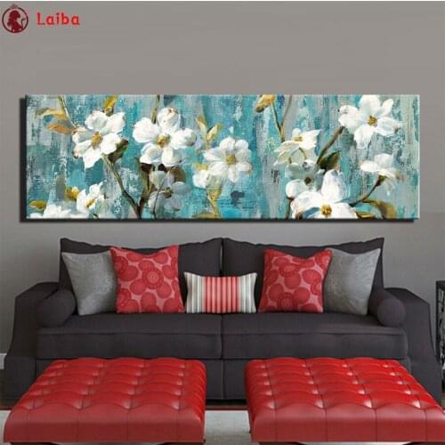 5d diy diamond painting Modern abstract art, white flowers mosaic diamond crystal painting full square round diamond embroidery