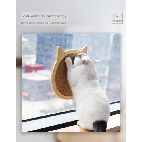 Cat scratching board solid wood sisal pad claw grinder vertical scratch pad hemp rope scratching board sofa protection supplies