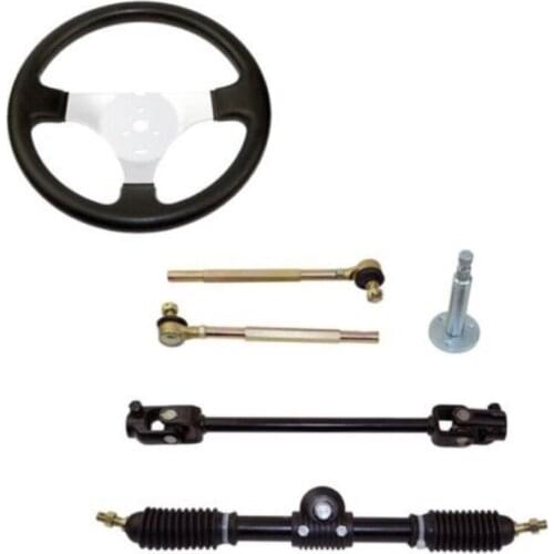 Set of Go Kart Steering Wheel Assembly 110CC Tie Rod RACK Adjustable Shaft Great