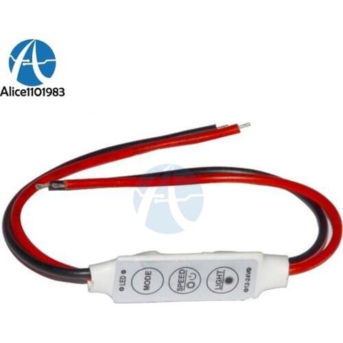 Mini 3 Keys Dimmer Control Controller 12V for Single Color 5050 3528 LED Light Strip