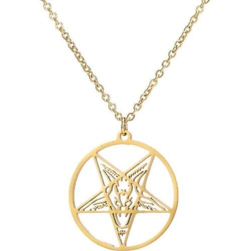 AsJerlya Fashion Star Of David Pendant Clavicle Chain Necklace For Men Minimalist Round Five-star Pendants Collar Women Jewelry