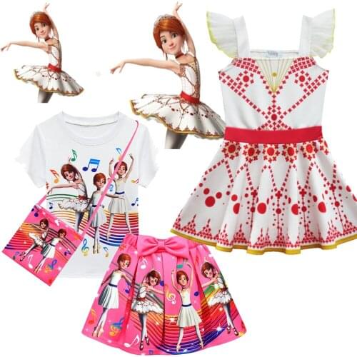 2021 New Movie Ballerina Felicie Cosplay Costume for Girls Party Clothes Halloween Costume for Kids Dancing Christmas Dress Girl