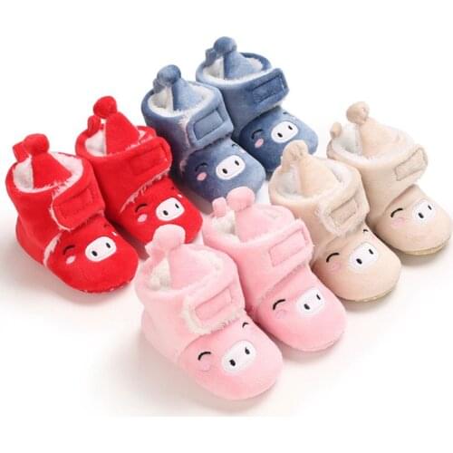 0-18M Newborn Infant First Walker Plush Baby Girls Booties Winter Warm Baby Shoes Cartoon Ankle Booties