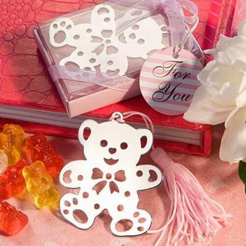 Wholesale 35PC Cute Bear Bookmarks With Tassel Metal Bookmark Stationery Party Decoration Birthday Gifts Wedding Gifts