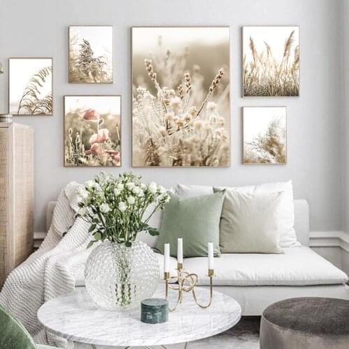 Autumn Nature Landscape Flower Wheat Reed Wall Art Canvas Painting Nordic Posters And Prints Wall Pictures For Living Room Decor