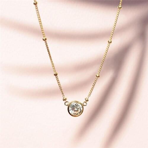 14K Gold Filled Zircon Necklace Minimalism Gold Necklace Gold Choker Boho Women Jewelry Pendants Collier Femme Kolye Collares