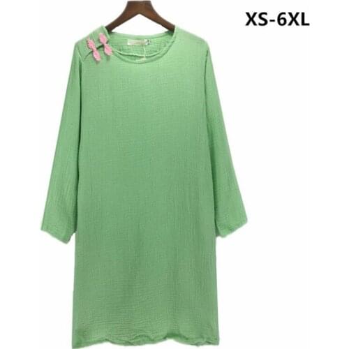 2020 New long sleeve Autumn dress ,plus size Vintage Style Cotton Linen Dress Vestidos Robe, 4xl 5xl 6xl black purple red blue