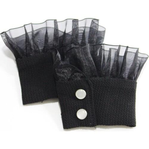 Fake Arm Sleeves Organ Cuff Pleated Horn Cuffs wild lotus leaf sweater decoration Womens sweater with snow gauze lace ruffled