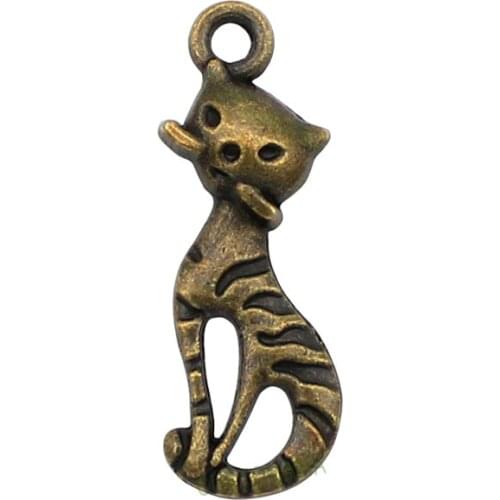 120pcs-Antique Bronze Cat Charms 25x9mm