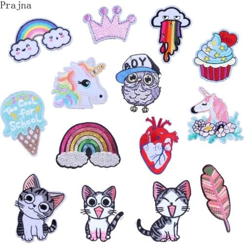 Prajna Heart Letter Pride Patch Iron On Kid Embroidered Cute Cartoon Patches For Clothes Sticker Jacket DIY Gay Badges Applique