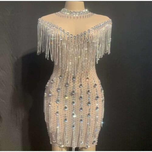 Sequins Tassel Sexy Women Dance Dress DJ DS Singers Stage Costume Performance Dance Wear Bar Gogo Dancer Outfits