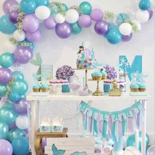 62pcs Mermaid Balloon Garland Arch Kit For Under the Sea Birthday Party Decorations Wedding Anniversary Supplies Latex Balloons
