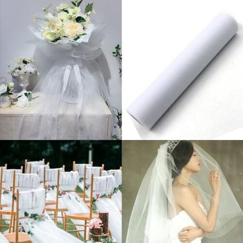 Wedding Decoration 30CM 25 Yards Tulle Roll Fabric White Organza Tulle Roll Spool for Tutu Dress Birthday Party Supplies