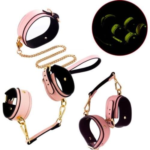 Luminous Handcuffs & Wrist Ankle Cuffs Bondage Restraint BDSM Fetish SlaveAdult Erotic Sex Toys for Woman Couples Game