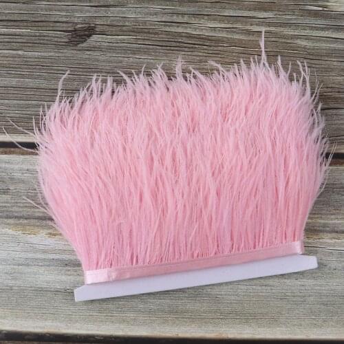 1M 8-10cm Pink Ostrich Feathers Trim Ribbon Decoration Accessories For Needlework Clothes Plume Trim Home Decor Crafts Wholesale