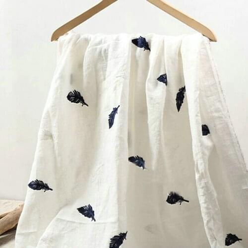 Embroidered linen fabric for linen garment L1H15
