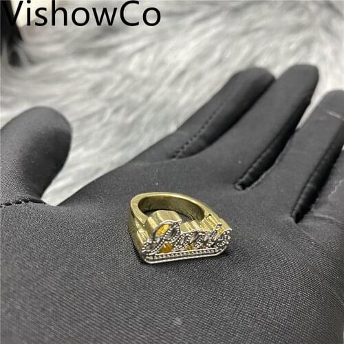 VishowCo 2021 New Custom Name Ring Gold Personality Stainless Steel Hip Hop Ring Women Fashion Punk Letter Ring For Women Gift
