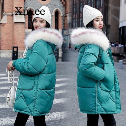 Fur Long Coat Warm Coat Thin Jackets Womens Thick Cotton Jacket Clothing Padded Short Female Slim Warm Zipper Winter