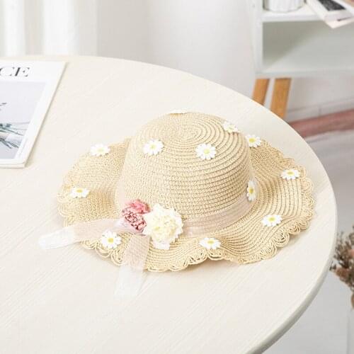 1PC Baby Girl Sun Hat Children Straw Hat Summer Sunscreen Cute Princess Girls Beach Hats Female Fisherman Cap Kids Beanies