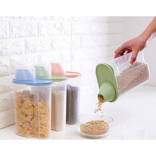 1pcs Plastic clear storage bottle kitchen grains sealed cans jar bathroom washing powder storage tank box organizers mx01241546