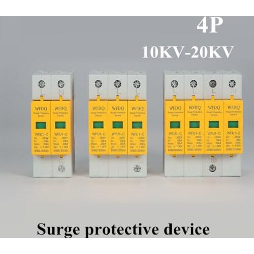 10KA~20KA ~380V AC 4P SPD House Surge Protector Protective Low-voltage Arrester Device Lightning protection 3L+1N