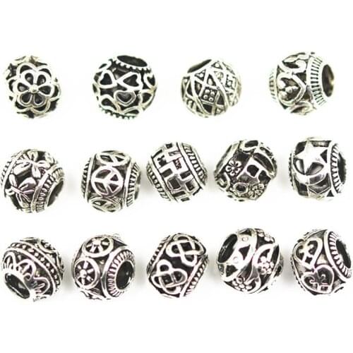 10pcs 4.5mm Hole, Tibetan Silver Spacer Beads for Jewelry Making Fit Charm Bracelet Loose Spacer Beads DIY Jewelry Findings