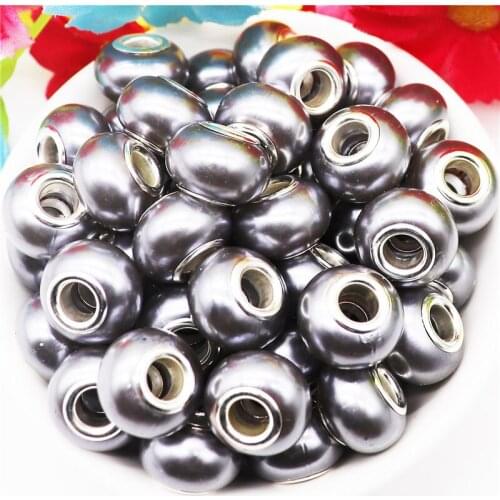 10Pcs Gray Purple Yellow Gold White Pink Light Color Murano Large Hole Resin Beads Fit European Charms Bracelet Jewelry Making