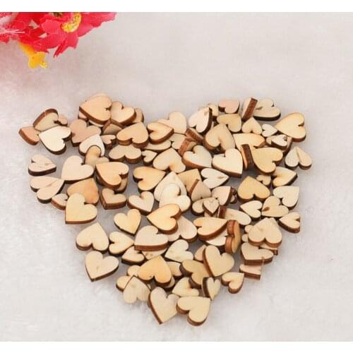 100pcs Rustic Wood Wooden Love Heart Wedding Table Scatter Decoration Crafts DIY 10.8
