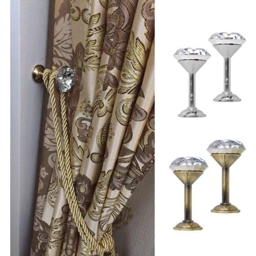 2 pcs Zinc Alloy Mini Crystal Curtain Hook Acrylic Curtain Wall Decorative Holder Household Lope Holdback Towel Hanger