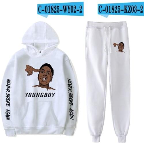 Harajuku Cool Youngboy Never Broke Again boy girl Hoodies Suit Sweatshirts Trousers 2PCS Men Women Fashion Hoodie Sets clothe